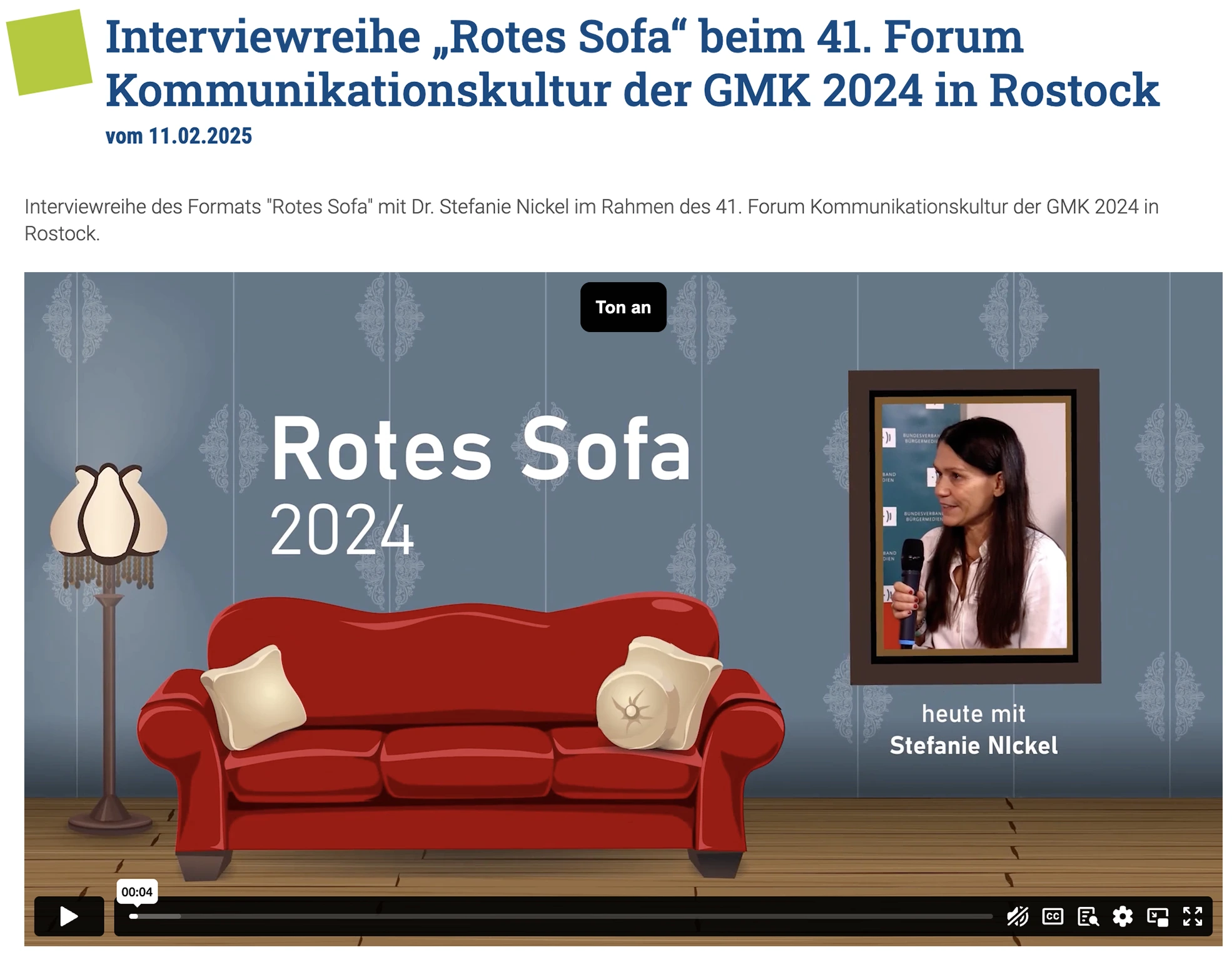 Beitrag im Rahmen der Interviewreihe „Rotes Sofa“